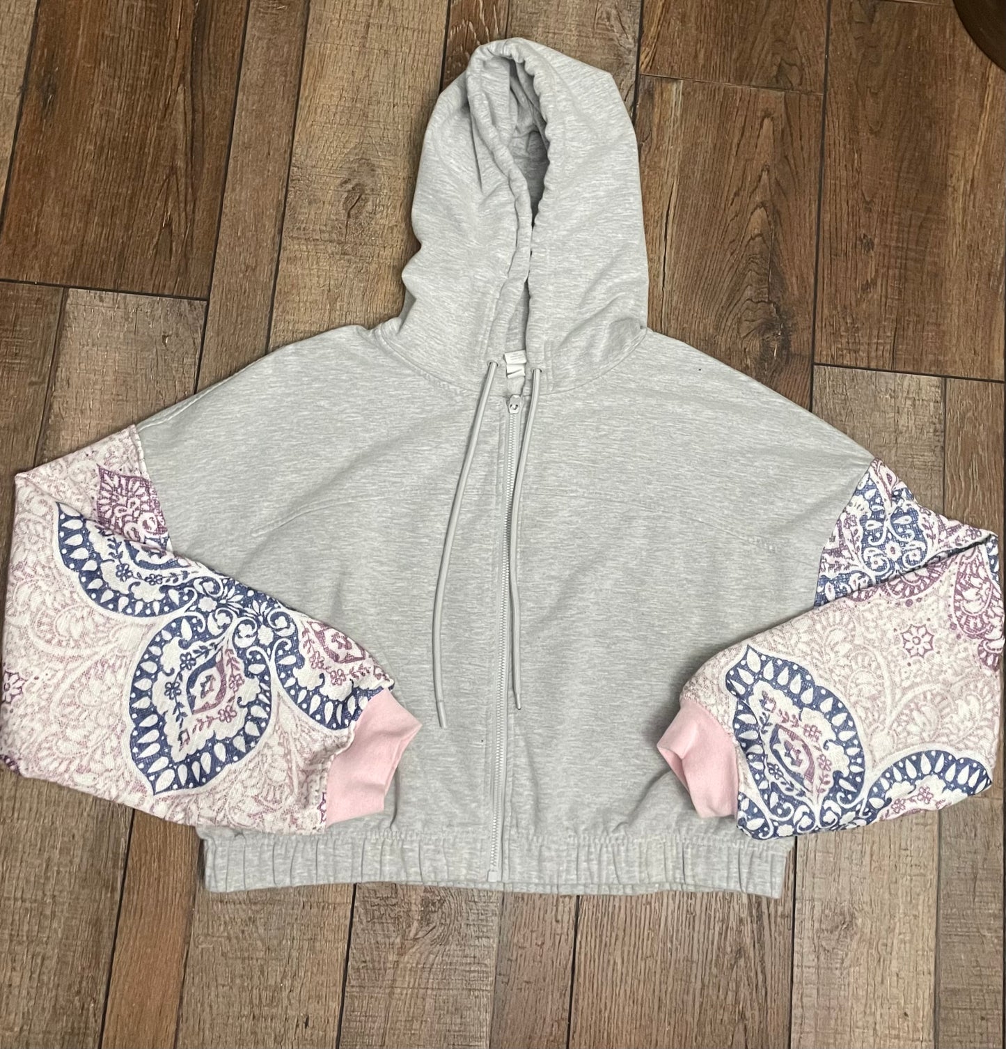 Paisley Sleeve Zip-Up